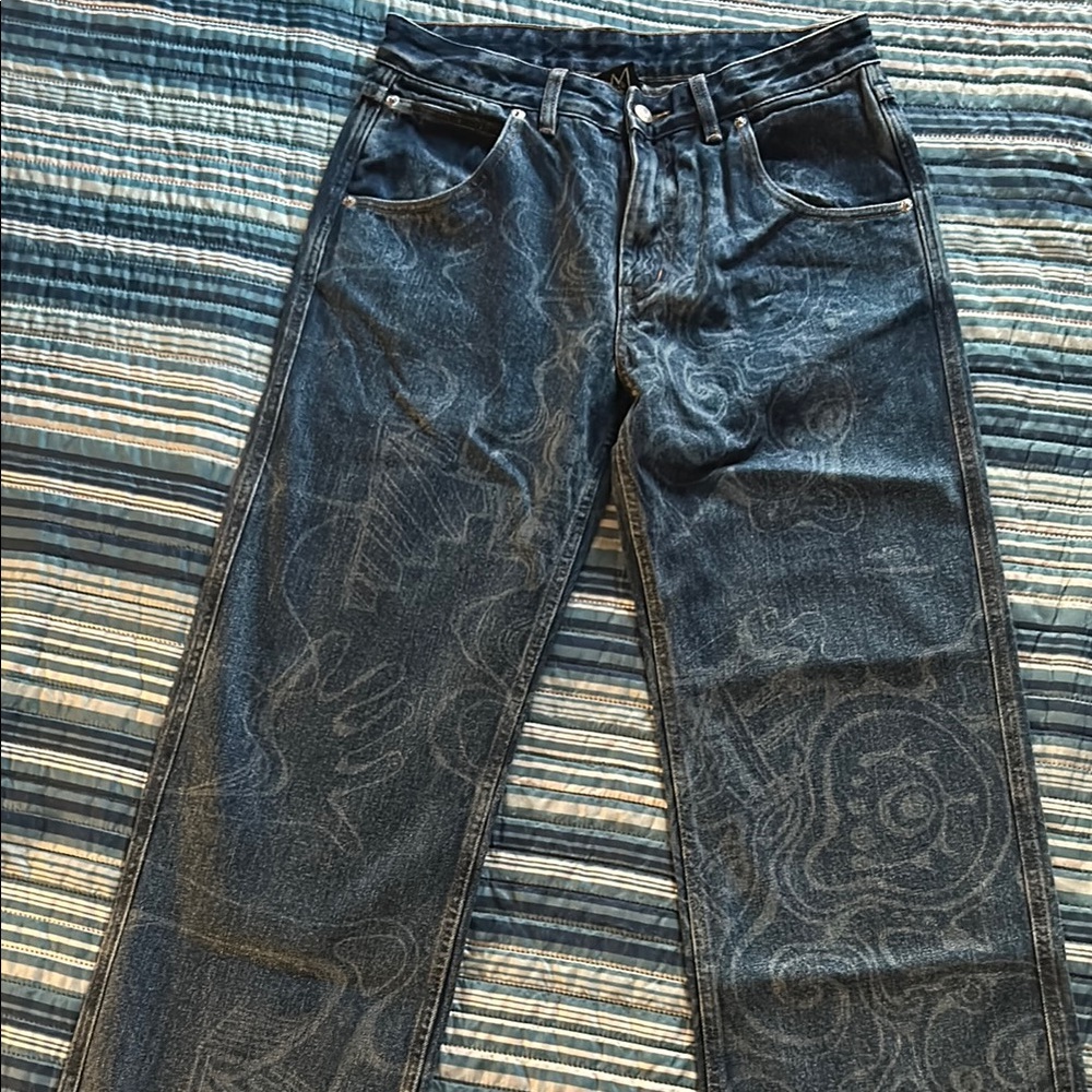 Unique FEWOCIOUS Patterned Denim Jeans
